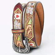 Lucky Ace Floral Tooled Leather Belt