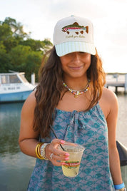 Catch You Later Striped Embroidered Trucker Hat