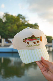 Catch You Later Striped Embroidered Trucker Hat