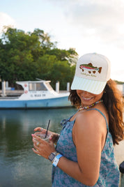 Catch You Later Striped Embroidered Trucker Hat