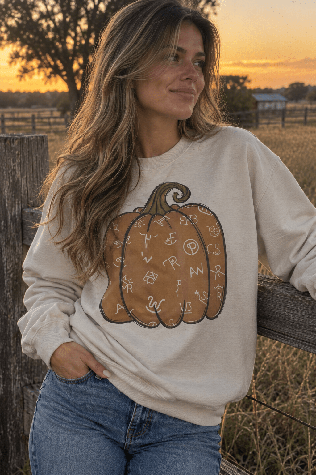Cattle Brand Pumpkin Graphic SweatshirtSandS