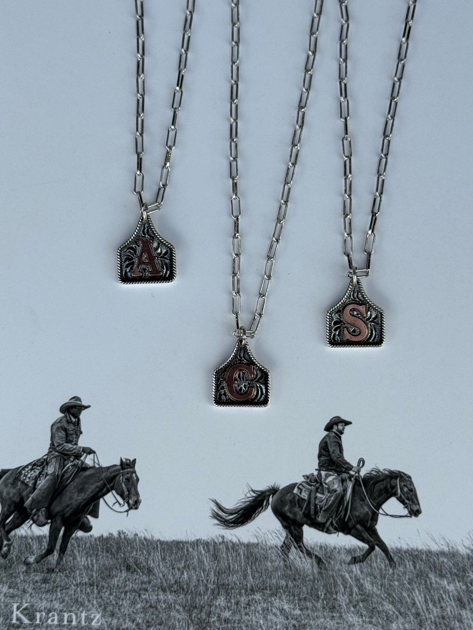 Cattle Tag Initial NecklaceA