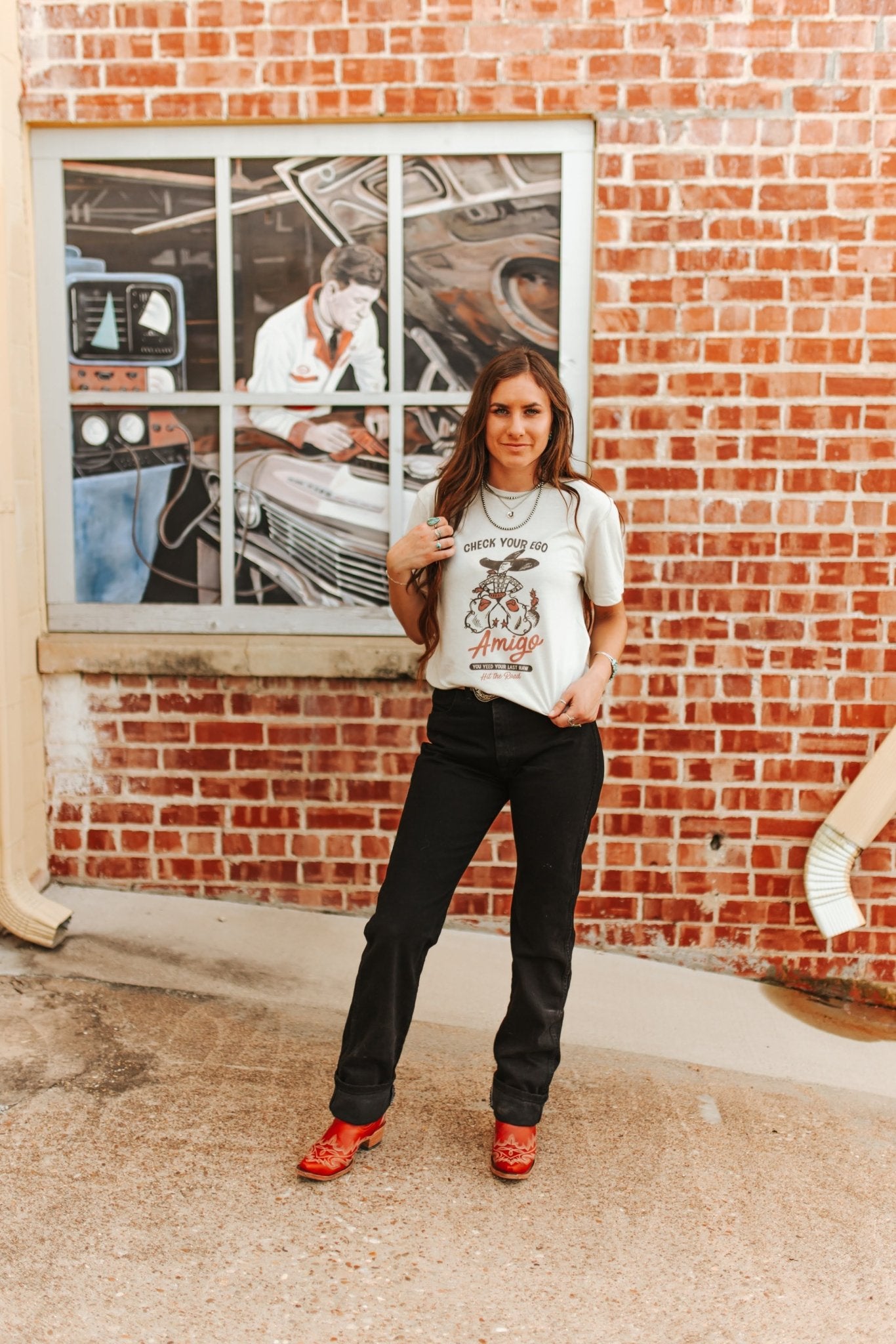 Check Your Ego Amigo Cowboy Graphic TeeCementXS