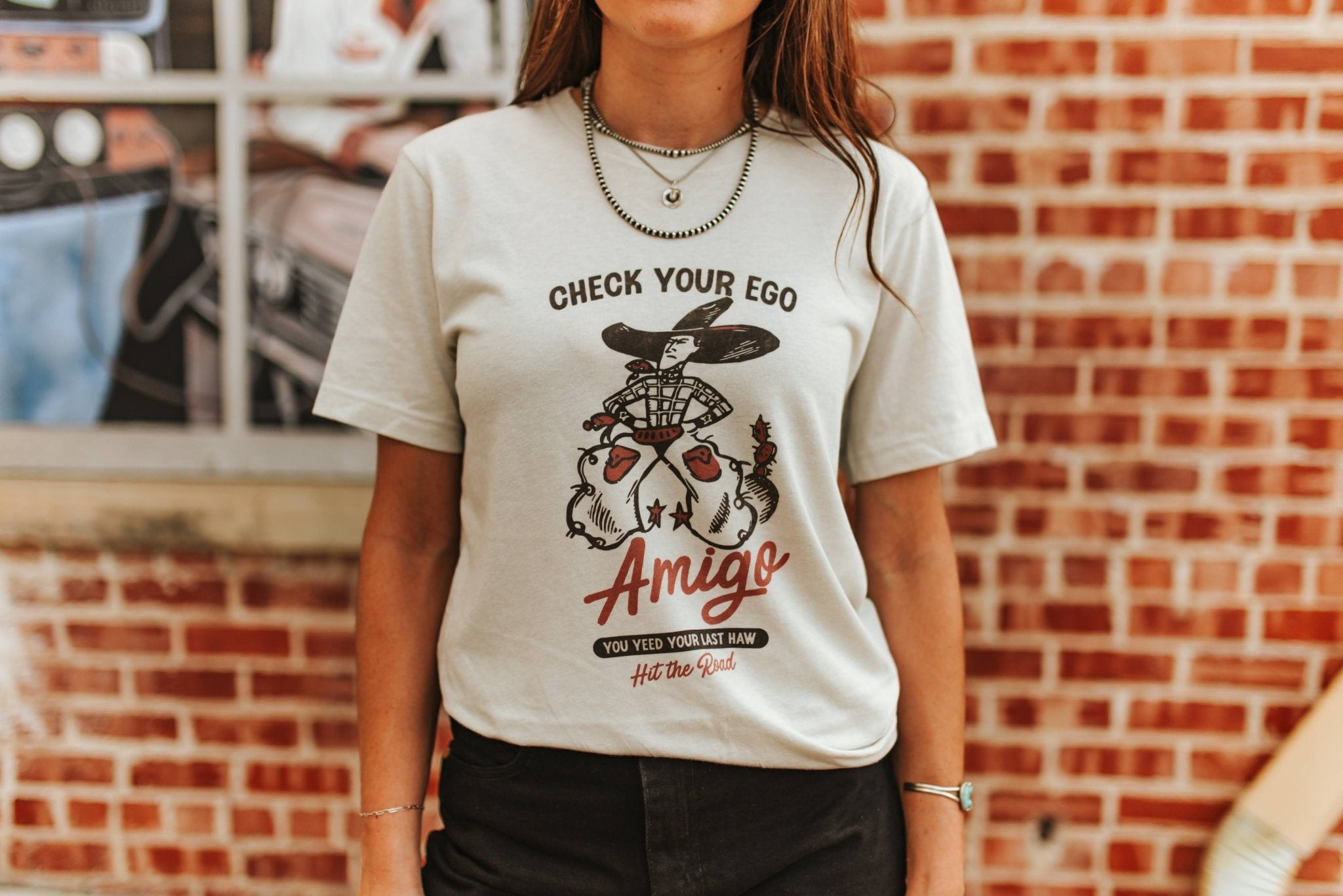Check Your Ego Amigo Cowboy Graphic TeeCementXS