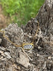 Checkerboard Gold Chain Necklace