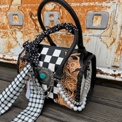 Concho Tooled Leather Checkerboard Handbag