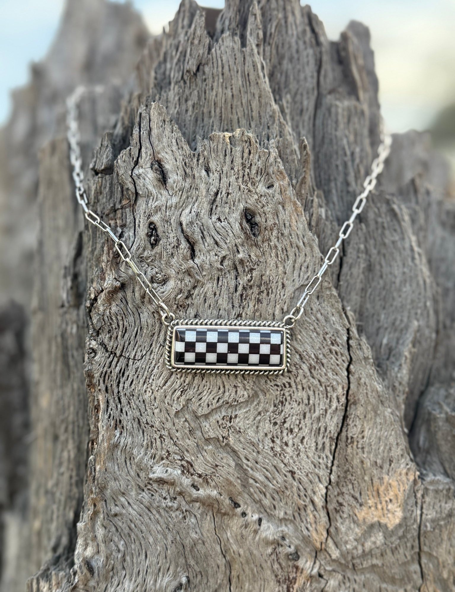 Checkered Bar Necklace