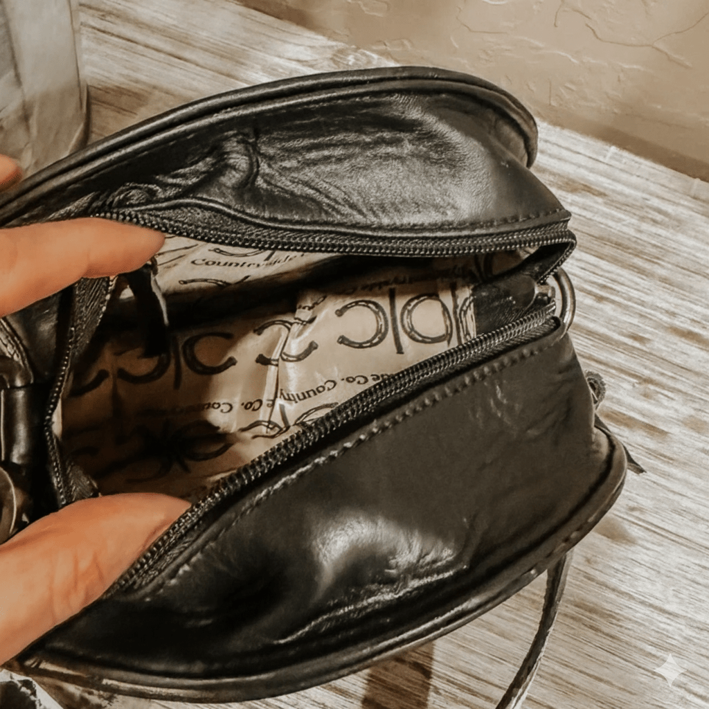 Checkered Cowhide Canteen Purse