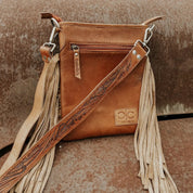 Checkered Cowhide Fringe Crossbody Bag