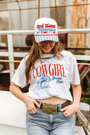Checkered God Bless America Embroidered Trucker Hat