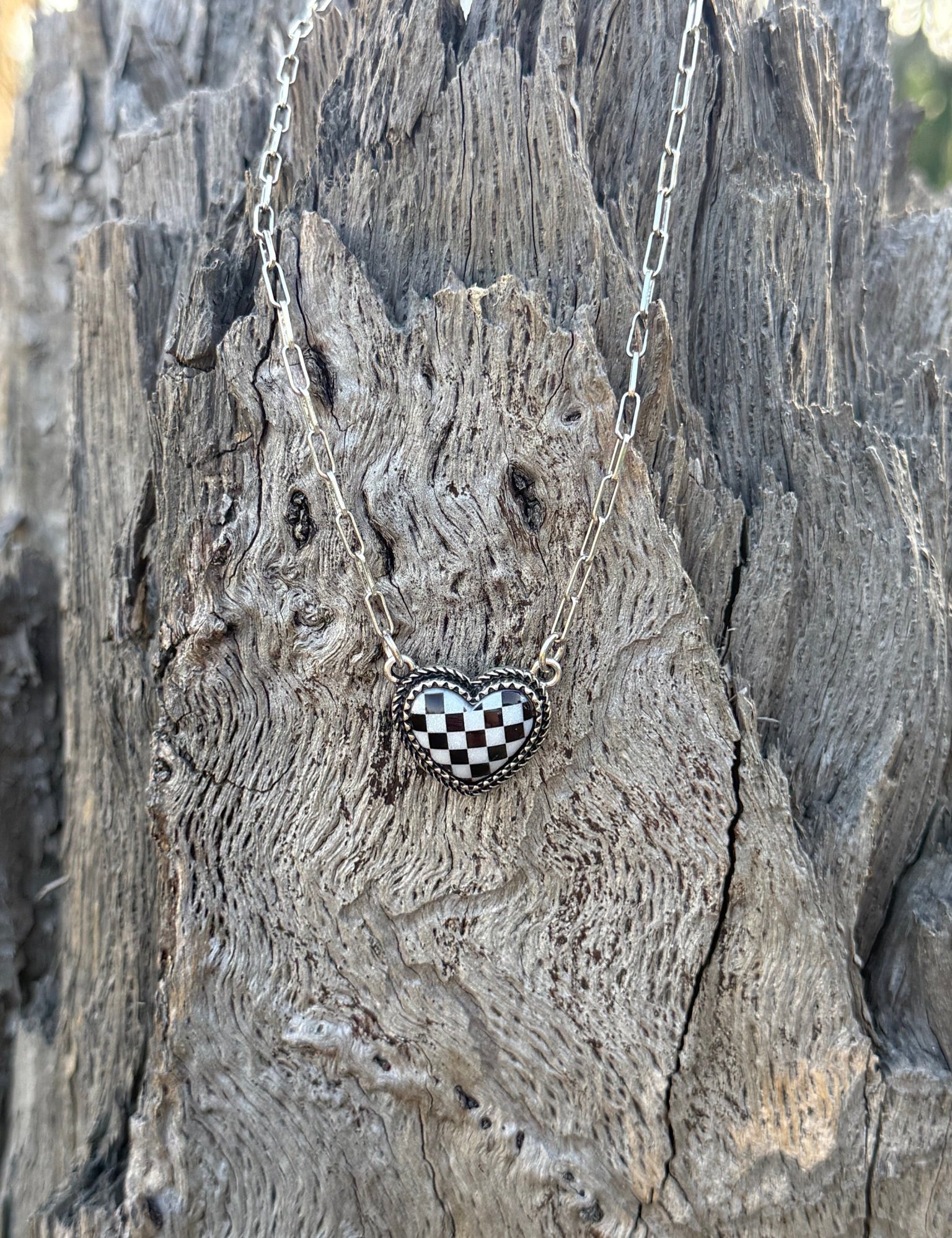 Checkered Heart Necklace