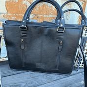 Checkered Leather Cowhide Tote Bag