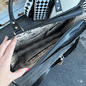 Checkered Leather Cowhide Tote Bag