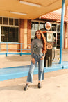 Checkered Long Sleeve Mesh TopS