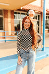 Checkered Long Sleeve Mesh TopS