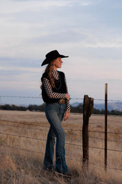 Checkered Long Sleeve Mesh Top - PREORDERS