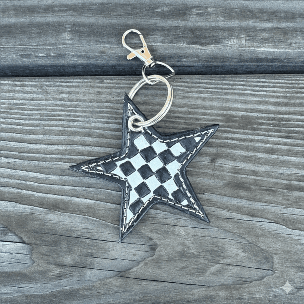 Checkered Star Keychain