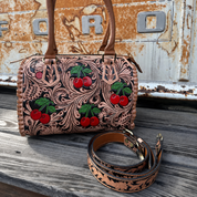 Wild Cherry Tooled Leather Handbag