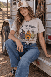 Chick or Treat Halloween Graphic TeePink GravelS