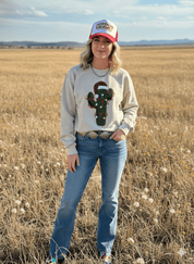 Christmas Cactus Sequins Patch SweatshirtSandS