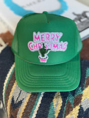 Christmas Grinch Hand Sequin Patch Trucker HatGreen