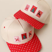 Christmas Stamp Embroidered Polka Dot Trucker Hat