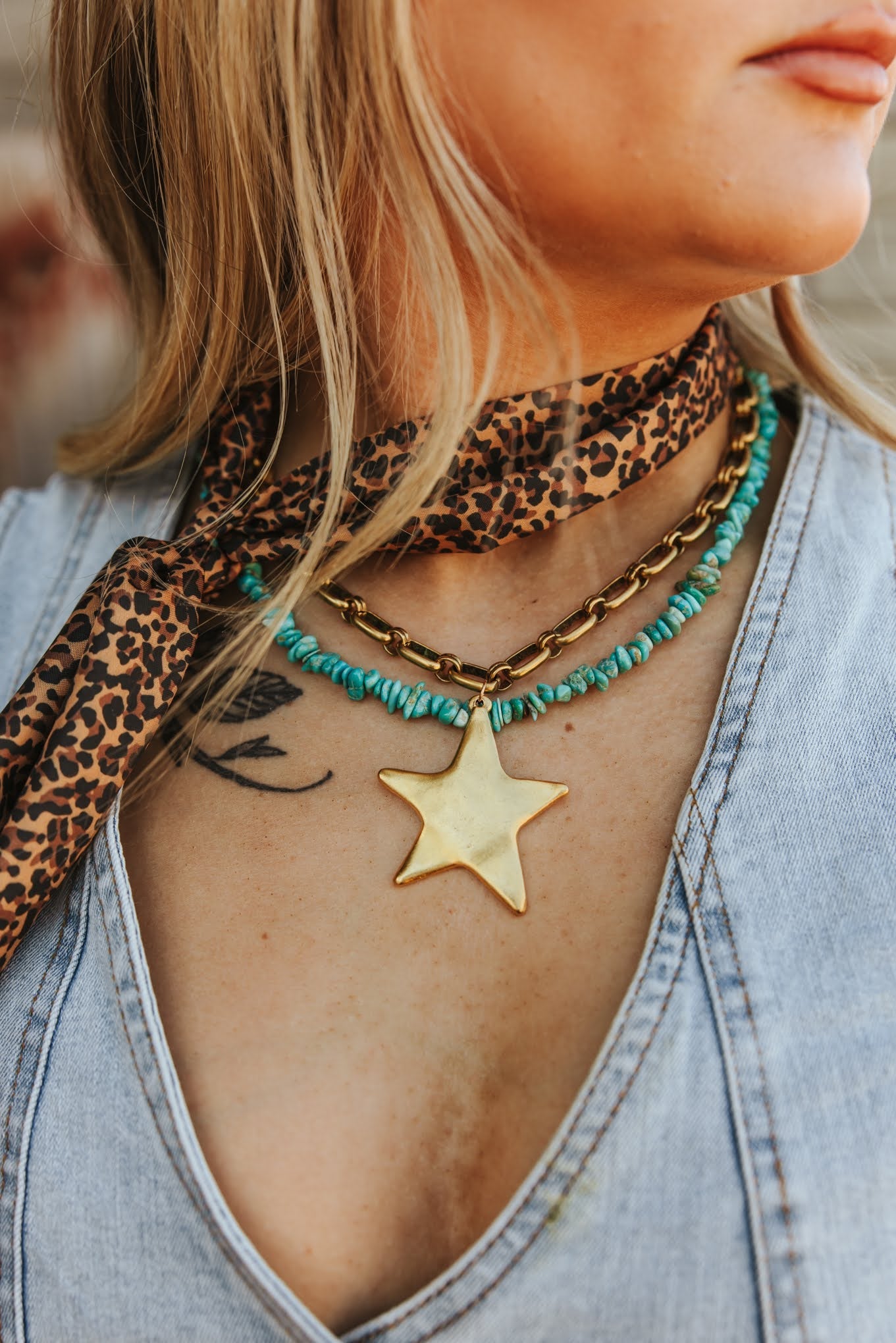 Chunky Gold Star Link Necklace