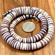 Chunky Purple Wampum Graduated Bead Necklace