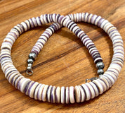 Chunky Purple Wampum Graduated Bead Necklace