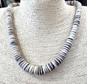 Chunky Purple Wampum Graduated Bead Necklace