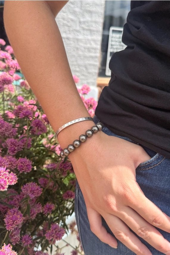 Chunky Silver Pearl Stretch Bracelet