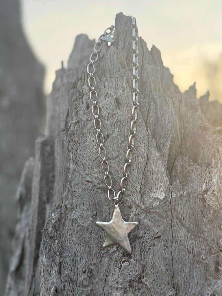Chunky Silver Star Link Necklace – Wild Junkie