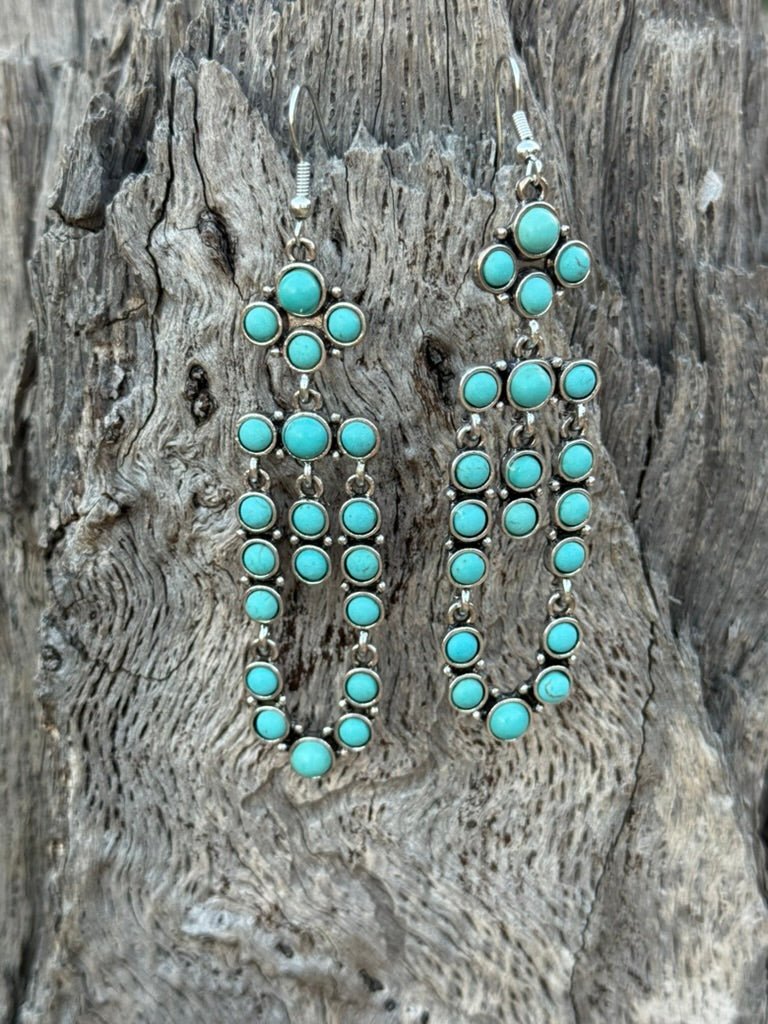 Cluster Drop Turquoise Earrings