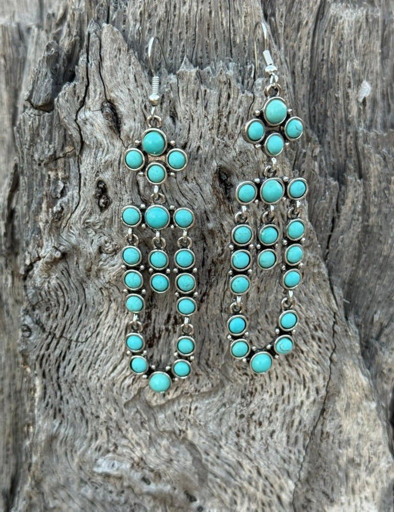 Cluster Drop Turquoise Earrings