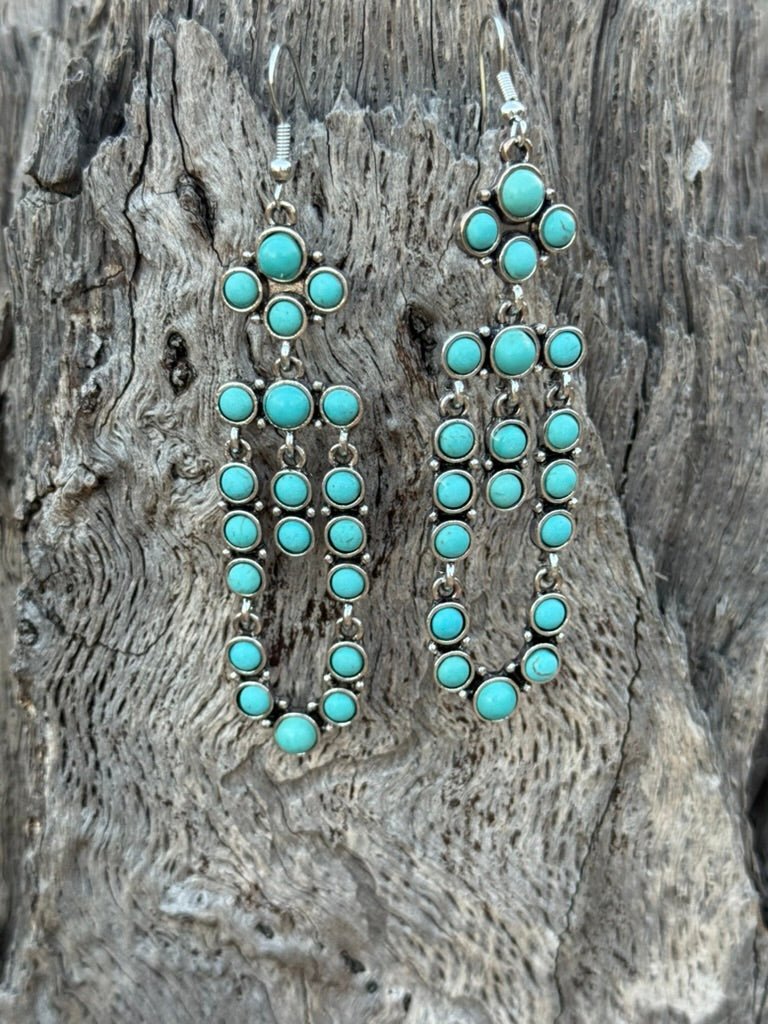Cluster Drop Turquoise Earrings