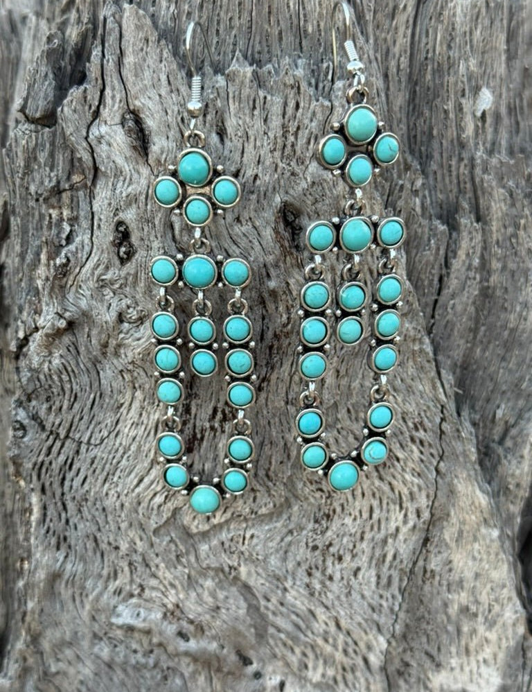 Cluster Drop Turquoise Earrings
