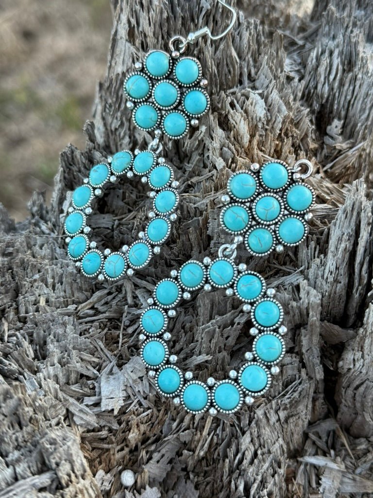 Cluster Turquoise Circle Drop Earrings