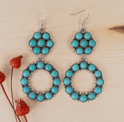 Cluster Turquoise Circle Drop Earrings