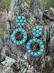 Cluster Turquoise Circle Drop Earrings