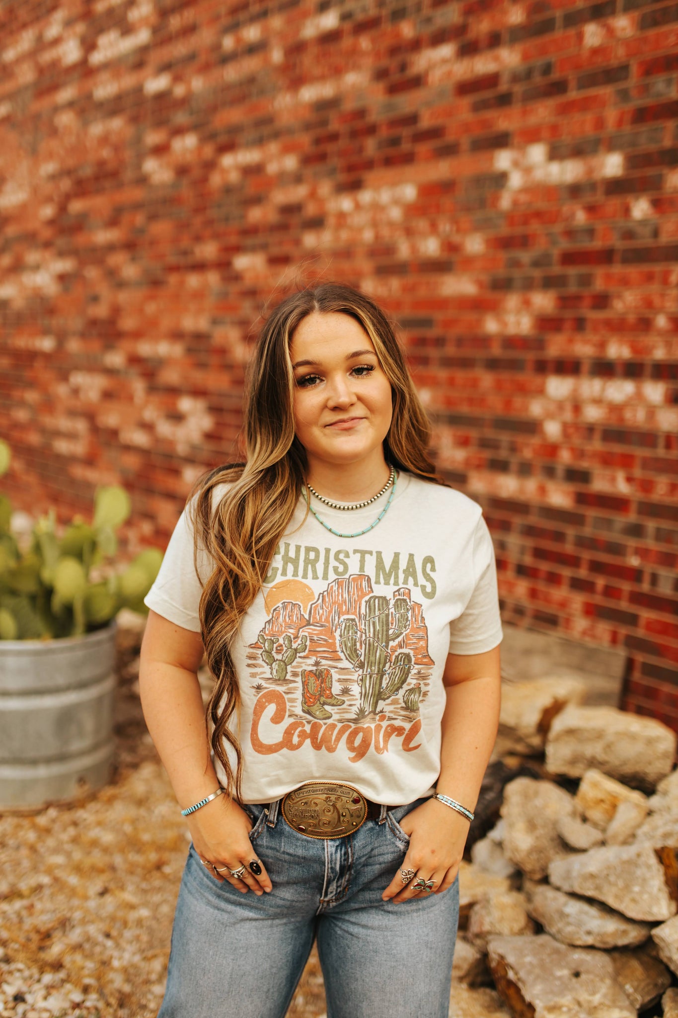 Christmas Cowgirl Western Graphic Tee