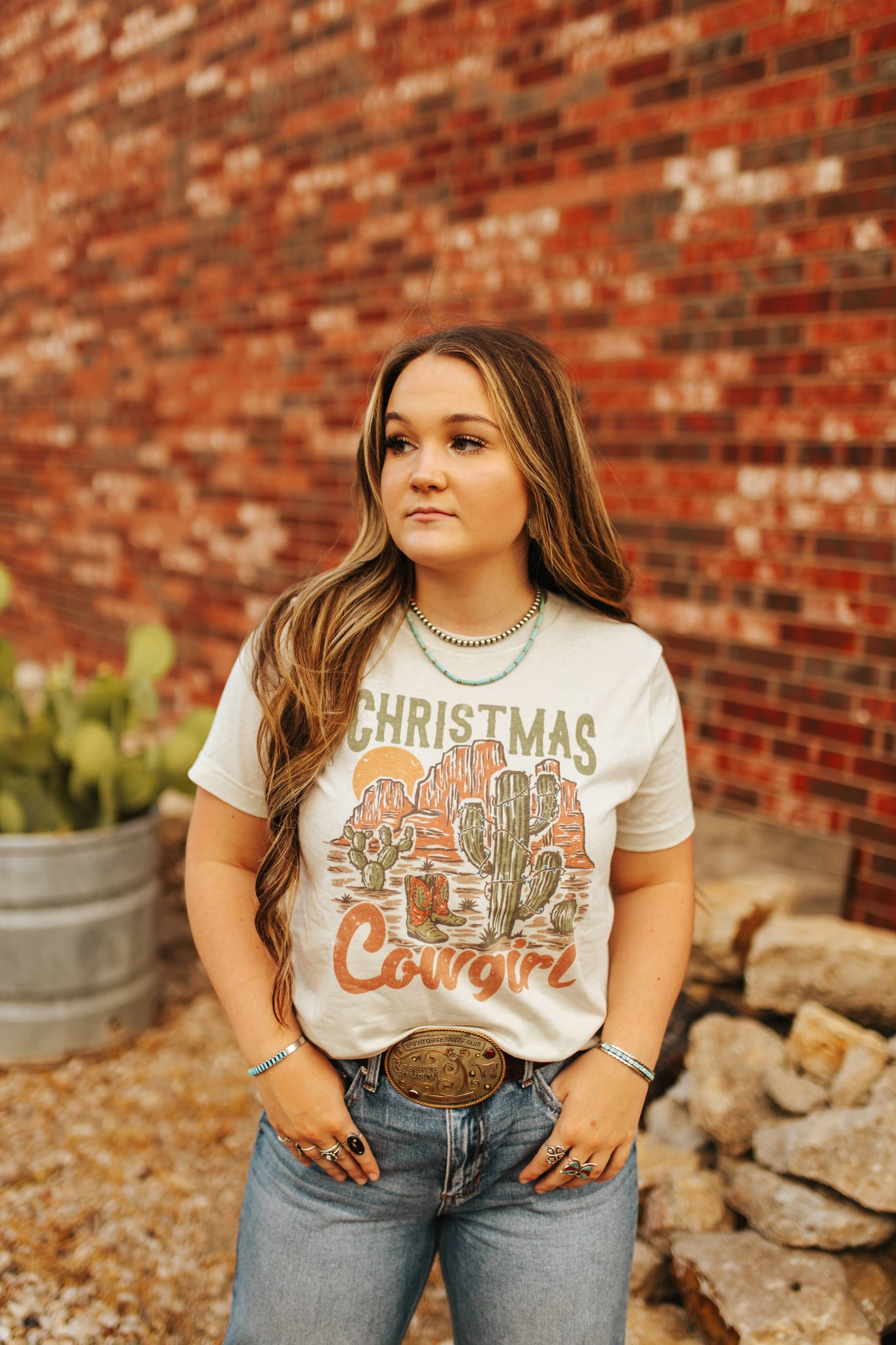 Christmas Cowgirl Western Graphic Tee