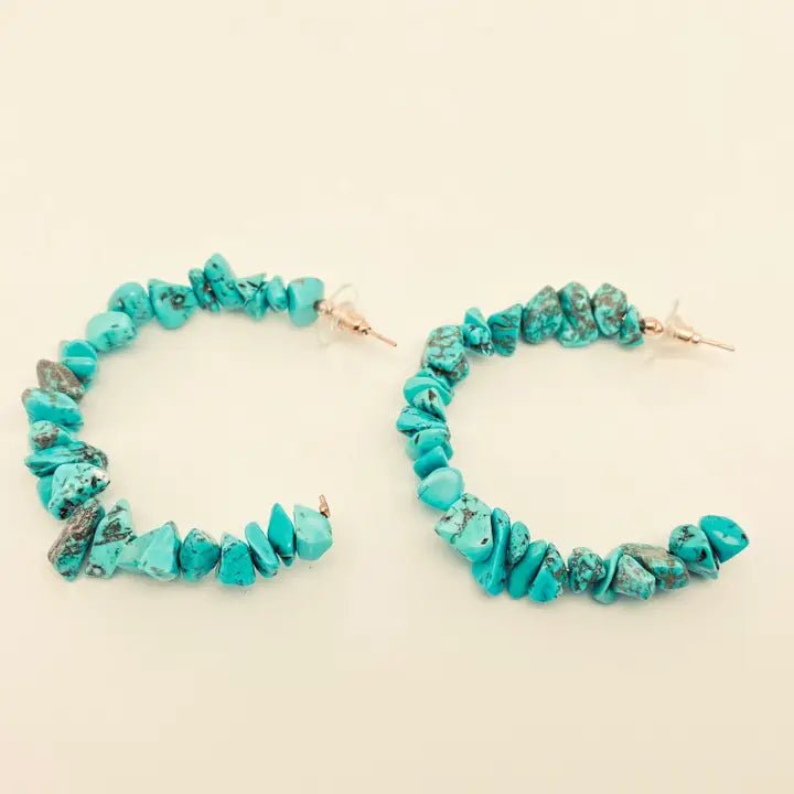 Coastal Reef Turquoise Chips Hoop Earrings