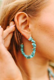 Coastal Reef Turquoise Chips Hoop Earrings