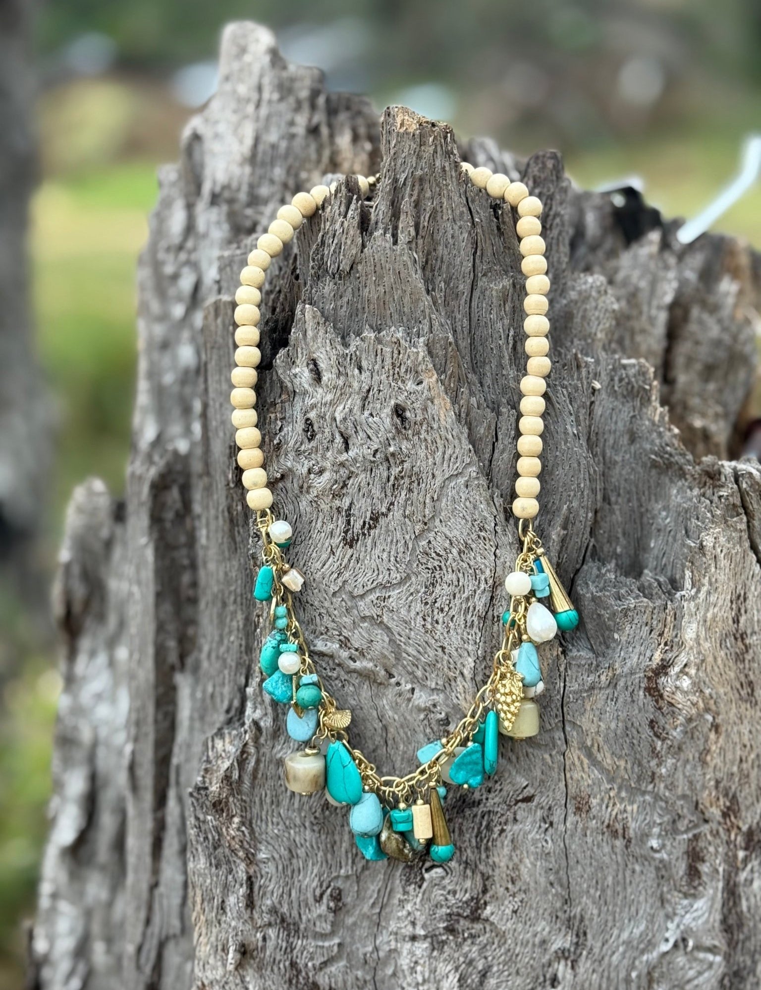 Coastal Turquoise Charm Necklace