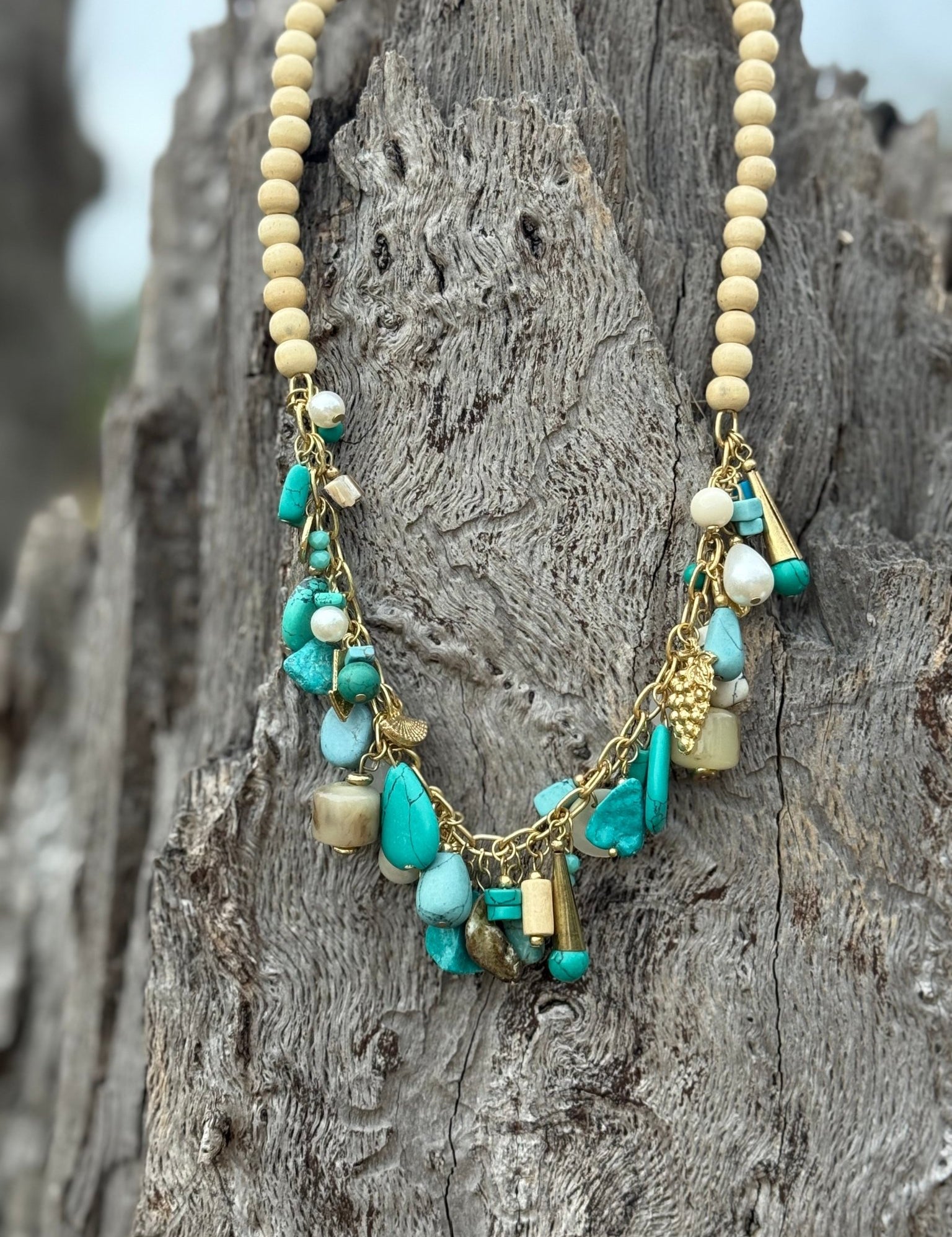 Coastal Turquoise Charm Necklace
