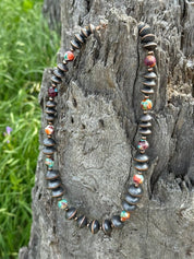 Compressed Turquoise Copper Bead Necklace