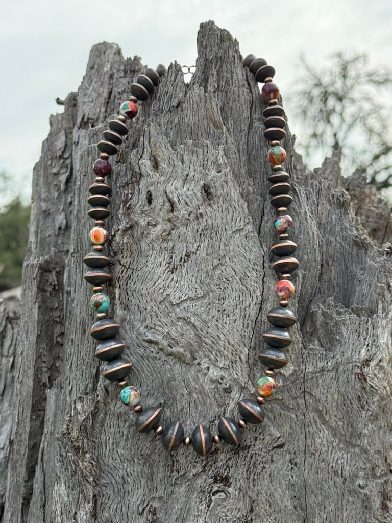 Compressed Turquoise Copper Bead Necklace