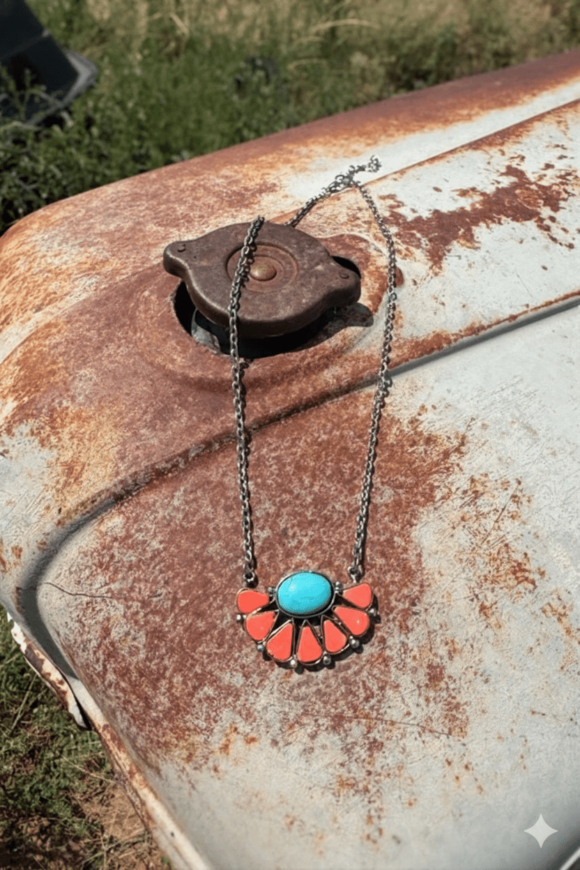 Coral Bloom Turquoise Necklace