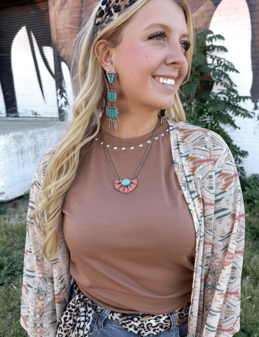 Coral Bloom Turquoise Necklace