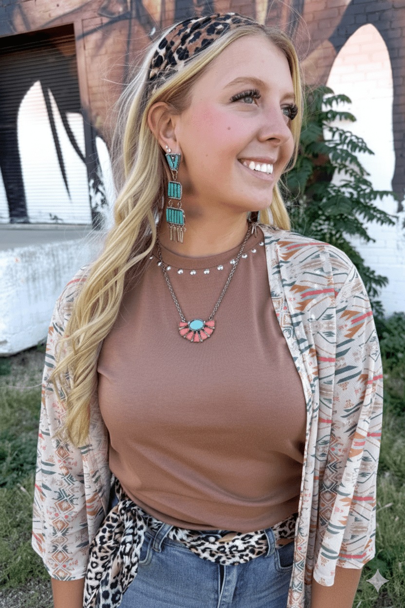 Coral Bloom Turquoise Necklace